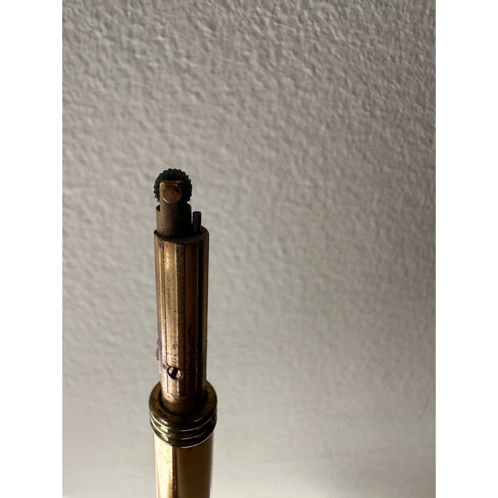 Vintage Brass Candle Lighter Long Wand Flint Style with Red Velvet Sleeve -As Is